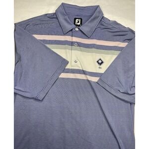 Footjoy FJ Mens Golf Polo Shirt Short Sleeve Color Block White/Blue Sz XL Stripe